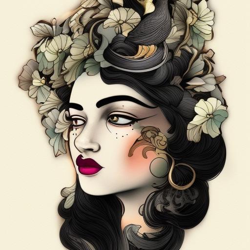 02653-267063157-neotraditional phantatt a woman with a bird on her head and flowers in her hair, with a bird on her head, 1girl, black_hair, blu.png